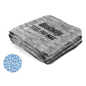 Steel Pro MAX 18' x 9' x 48 Splashview Oval Above Ground Pool Liner & Support Strap/Vertical Leg Rings Replacement. Stacked Stone